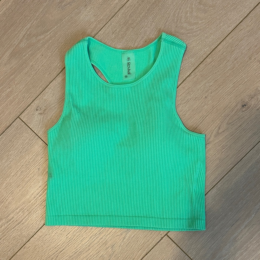 AS Revival Cropped Green Ribbed Tank Top
